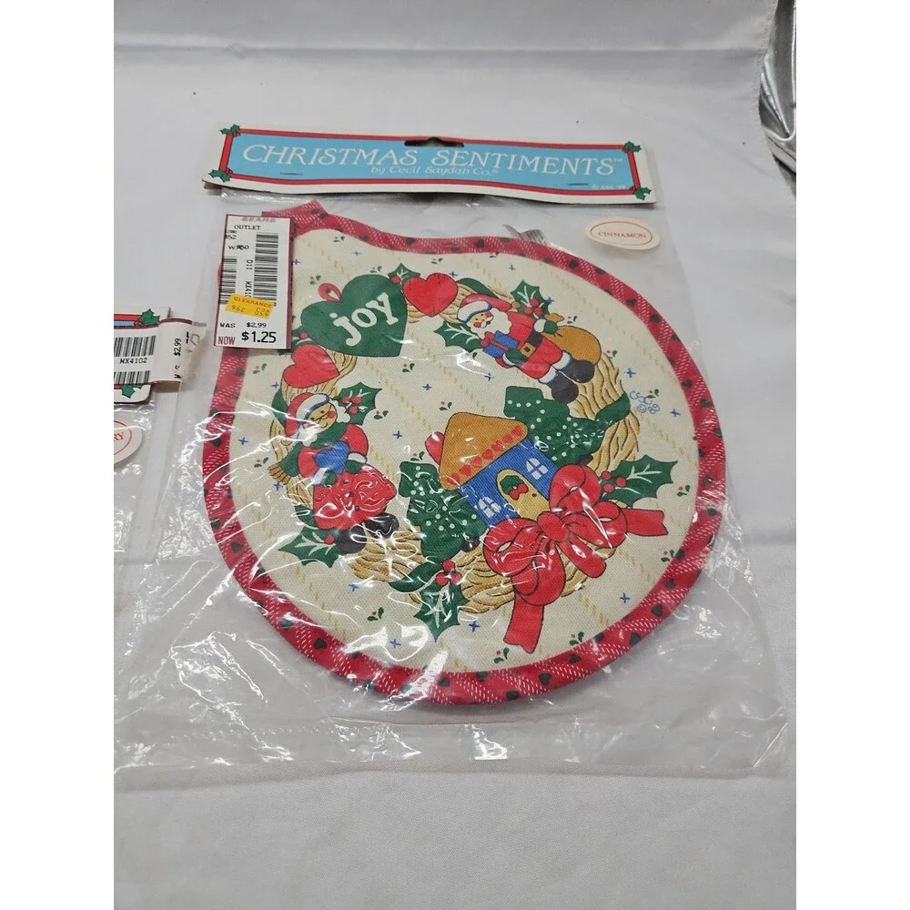 Christmas Potholder Vintage Cecil Saydah Christmas Lot of 2